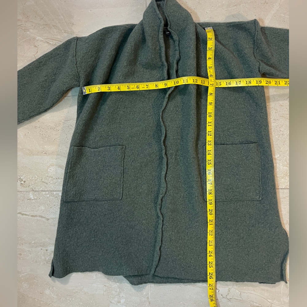 Eileen Fisher Wool Green Open Front Cardigan Sweater size PM - Picture 7 of 16